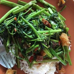 Stir Fried Morning Glory With Rice