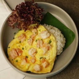 ข้าวไข่คนกุ้งสับชีส