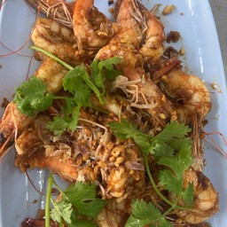 ข้าวราดกุ้งกระเทียม