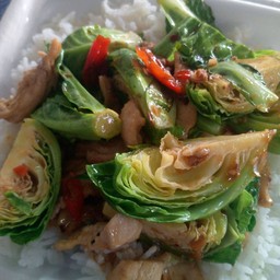 ข้าวราดผัดผักแขนง