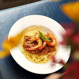 สปาเก็ตตี้ซอสมะเขือเทศกุ้ง