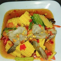 ตำข้าวโพด-กุ้งสด