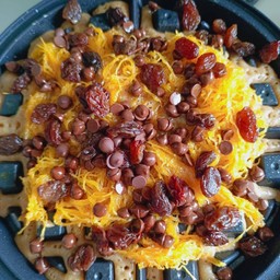 วาฟเฟิล ฝอยทอง+ลูกเกด+ช็อคชิพ