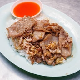 เนื้อหมัก ,ปลากระพง ทอดกระเทียม ราดข้าว