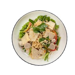 ยำมาม่าลูกชิ้นหมูยอ