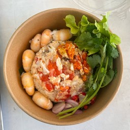 ข้าวหน้ากุ้งหัวแก้ว+ไข่ปู