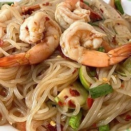 ตำเส้นเล็กกุ้งสุกปลาหมึก