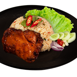BX35 ข้าวผัดซอสกะเพราไก่ย่างหมาล่า