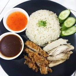 ข้าวมันไก่ผสม ต้ม+ทอด