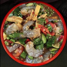 ตำเหลากุ้งสด
