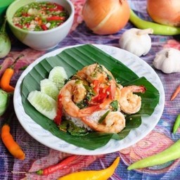 กะเพรากุ้งราดข้าว