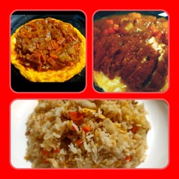 [เซตสุดฮิต] ข้าวไข่ระเบิด + ข้าวไข่ข้น ไก่ทอด+แกงกะหรี่ญี่ปุ่น + ข้าวผัดหมู( ไม่ใส่ผัก)