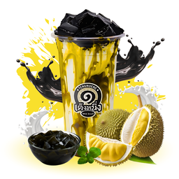 เฉาก๊วยนมสด ทุเรียน แก้ว 18 oz.