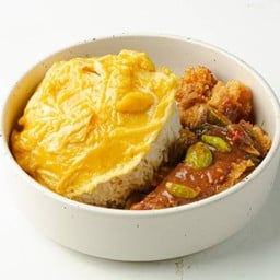 ข้าวสะตอผัดกะปิไก่ทงคัตสึ+ไข่ข้น