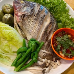 ปลานิลนึ่ง แจ่วปลาร้า (รอ30นาที)