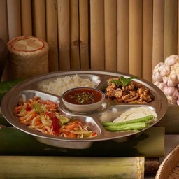 Bento D3 ส้มตำปูปลาร้า+ลาบหมู+ข้าวเหนียว