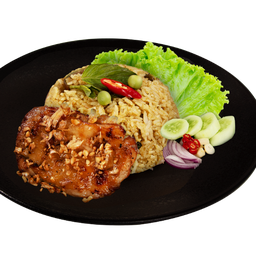 BX27 ข้าวผัดแกงเขียวหวานไก่ย่างกระเทียม