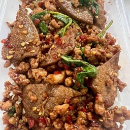 ข้าวกะเพราหมูสับ+ตับ