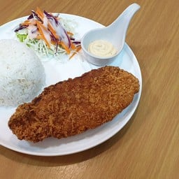 ข้าว + สเต็กปลาทอด