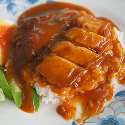 ข้าวหมูแดงผสมหมูกรอบ