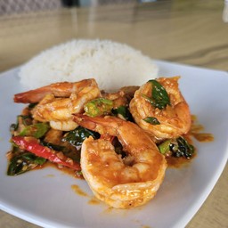 ข้าว กุ้งผัดพริกแกง
