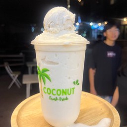 น้ำมะพร้าวปั่นนมสด+ไอศกรีมกะทิสด
