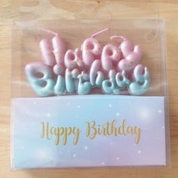 เทียนอักษรHappy birthday  ชมพูฟ้า
