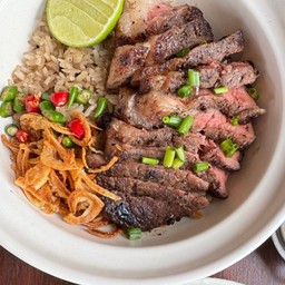 ข้าวผัดมันเนื้อกับเนื้อสเต็ก