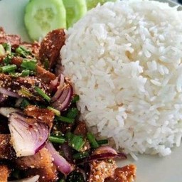ลาบเป็ดราดข้าว