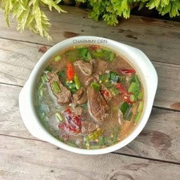 ข้าวสวย + ต้มเล้งเนื้อสดตับสด (แบบหมก)