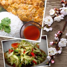 [เซตสุดฮิต] ตำแตง + ไข่เจียวหมูสับราดข้าว