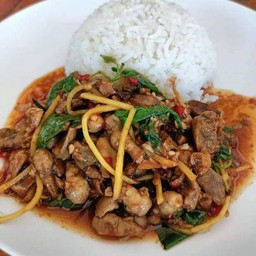 กะเพราตับปลาทู(ราดข้าว)