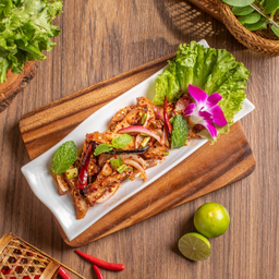 น้ำตกคอหมูย่าง, Grilled pork neck salad, 烤猪脖肉浓汤