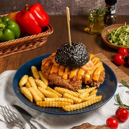 เบอร์เกอร์ชาโคลไก่ทอด