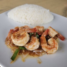 ข้าว กุ้งผัดน้ำมันหอย