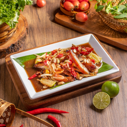 ตำคอหมูย่าง, Pork neck Som-tam, 烤猪颈肉青木瓜沙拉