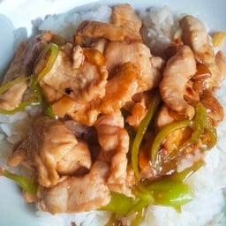 ข้าว+ไก่ผัดพริกหยวก