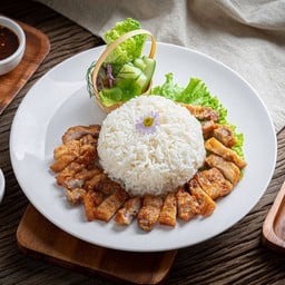 ข้าวสวย+สามชั้นทอดกรอบ