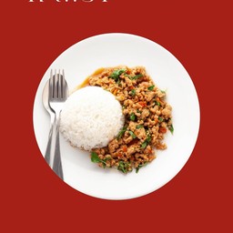 กะเพราไก่สับราดข้าว