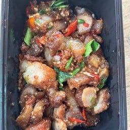 หมูทอดผัดพริกเกลือ (กับข้าว)