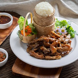 ข้าวเหนียว+หมูคลุกซอสต้นตำรับ