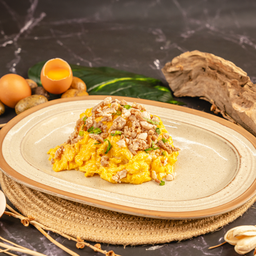 Creamy Omelet with minced pork on Rice