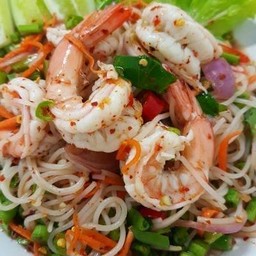 ยำขนมจีนกุ้งสุก