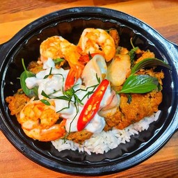 ห่อหมกราดข้าว ( เลือกเนื้อสัตว์เองได้ )