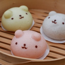หมั่นโถวชุดหมีพาสเทล( เผือกหอม) (3 ชิ้น) (Pastel bear Mantou)