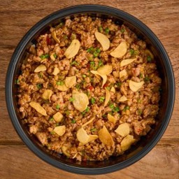 ข้าวหน้าหมูสับคั่วพริกเกลือ