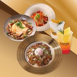 ข้าว2 เมนู,พาสต้า 1 เมนู + เครื่องดื่ม 2 แก้ว