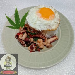 ข้าวกะเพราปลาหมึก