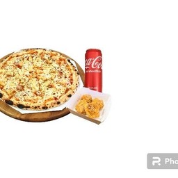 พิซซ่าฮาวาเฮี้ยนM+ไก่คาราเกะ4ชิ้น+โค้ก1กระป๋อง