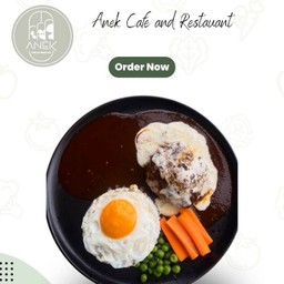 ข้าวหน้าแฮมเบิร์กเนื้อ ซอสสูตรพิเศษ